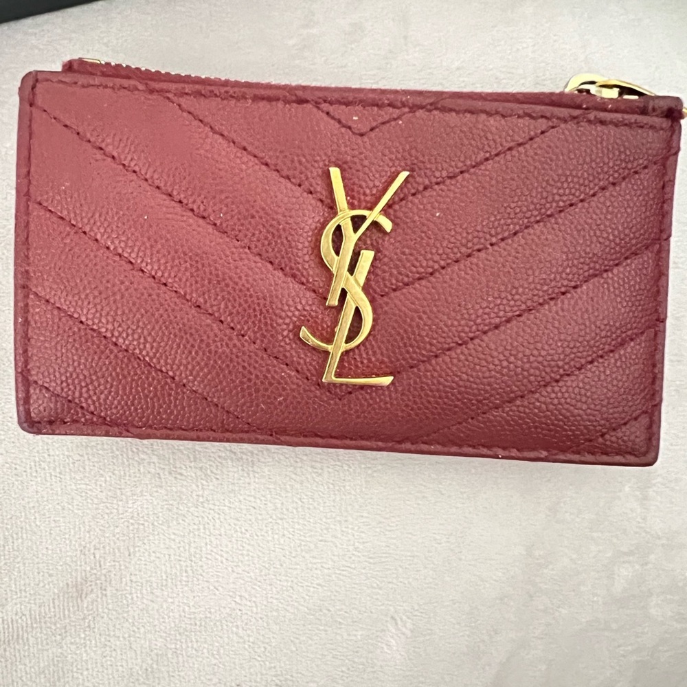 YSL- Red Authentic Mini Coin Wallet. Preowned. Style# 607915BOW01